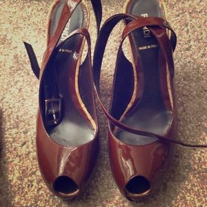 Brown patent leather Fendi Heels